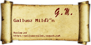 Gallusz Milán névjegykártya